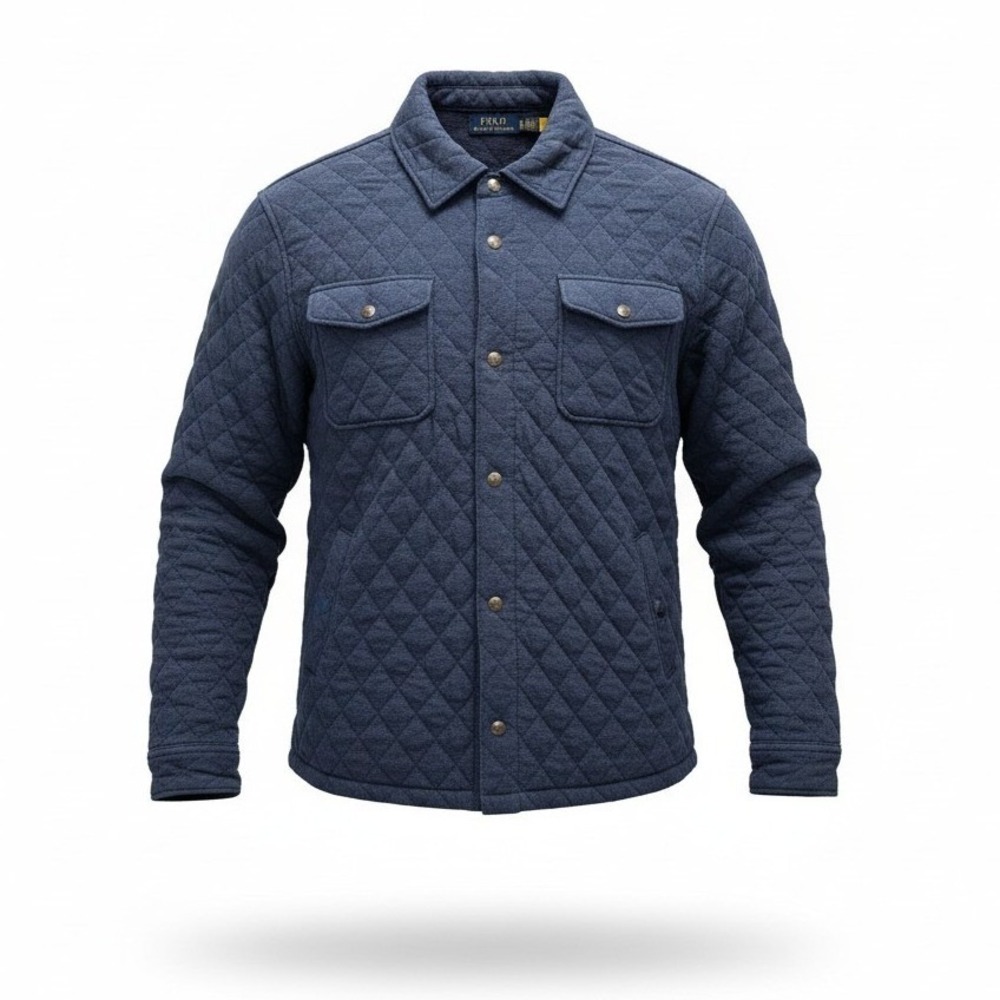 Polo Ralph Lauren‎ Mens XL Quilted Shirt Jacket Navy Blue Snap Front Shacket EUC